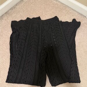Black Crochet Knit Swim Coverup Pants